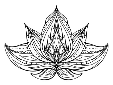 450x340 Outline Lotus With Boho Pattern Vector Element For Spa Centers