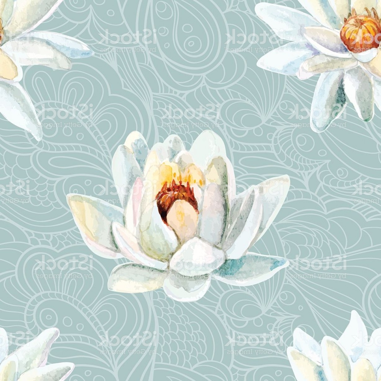 1228x1228 Vector Watercolor Lotus Seamless Pattern Gm Soidergi