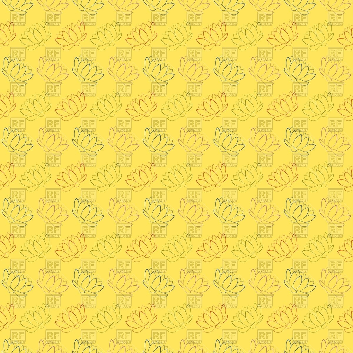 1200x1200 Chinese Seamless Pattern With Lotus Flowers On Yellow Background