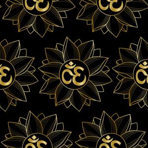 300x300 Gold Om And Lotus Seamless Pattern Vector Catchsplace