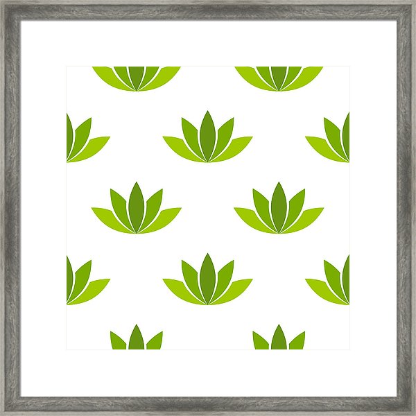 600x600 Green Lotus Flower Seamless Pattern Vector Framed Print