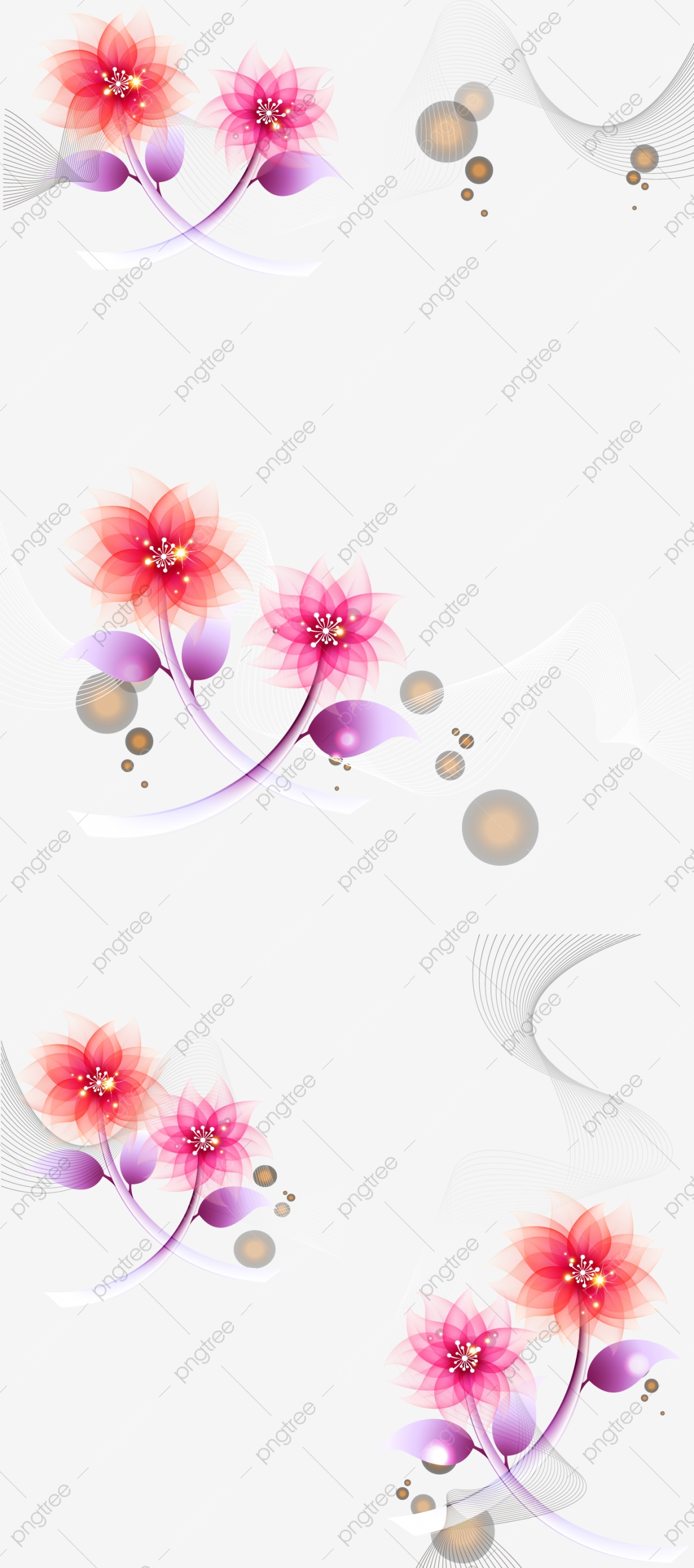1200x2713 Hand Painted Lotus Pattern Decoration Vector Material, Lotus