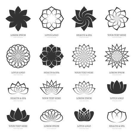 450x450 Abstract Vector Lotus Flowers For Spa, Yoga Class, Hotel Icons