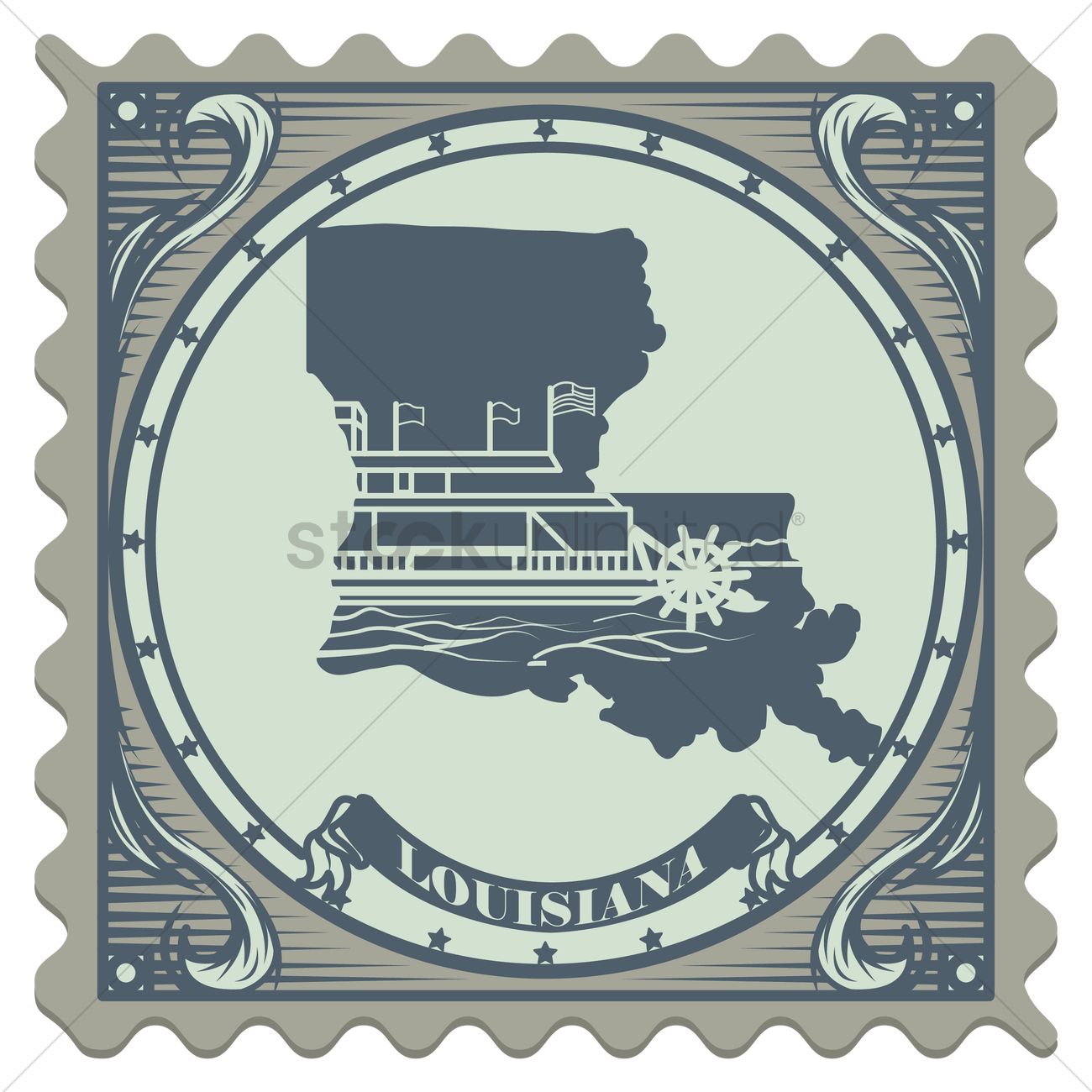 1300x1300 Louisiana State Postage Stamp Vector Image