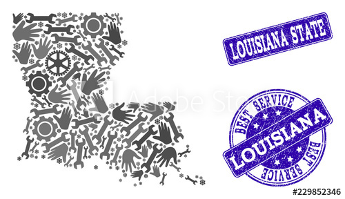 500x288 Best Service Combination Of Mosaic Map Of Louisiana State And Blue