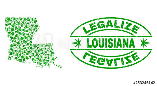 500x274 Vector Marijuana Louisiana State Map Mosaic And Grunge Textured