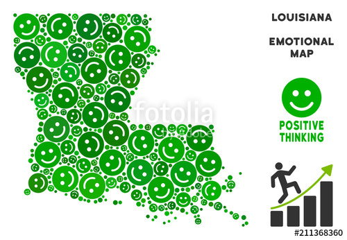 500x346 Happiness Louisiana State Map Collage Of Smileys In Green