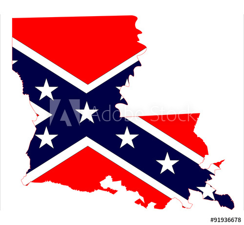 500x460 Louisiana State Map And Confederate Flag