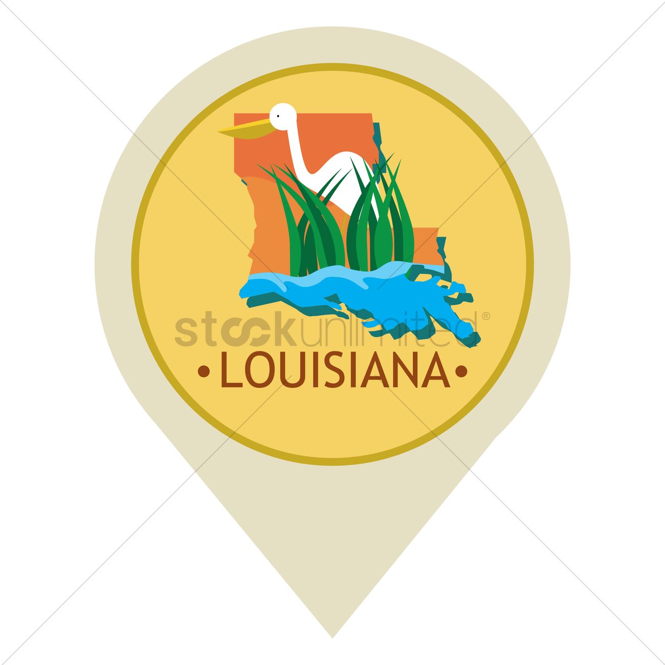 1300x1300 Map Pointer With Louisiana State Vector Image