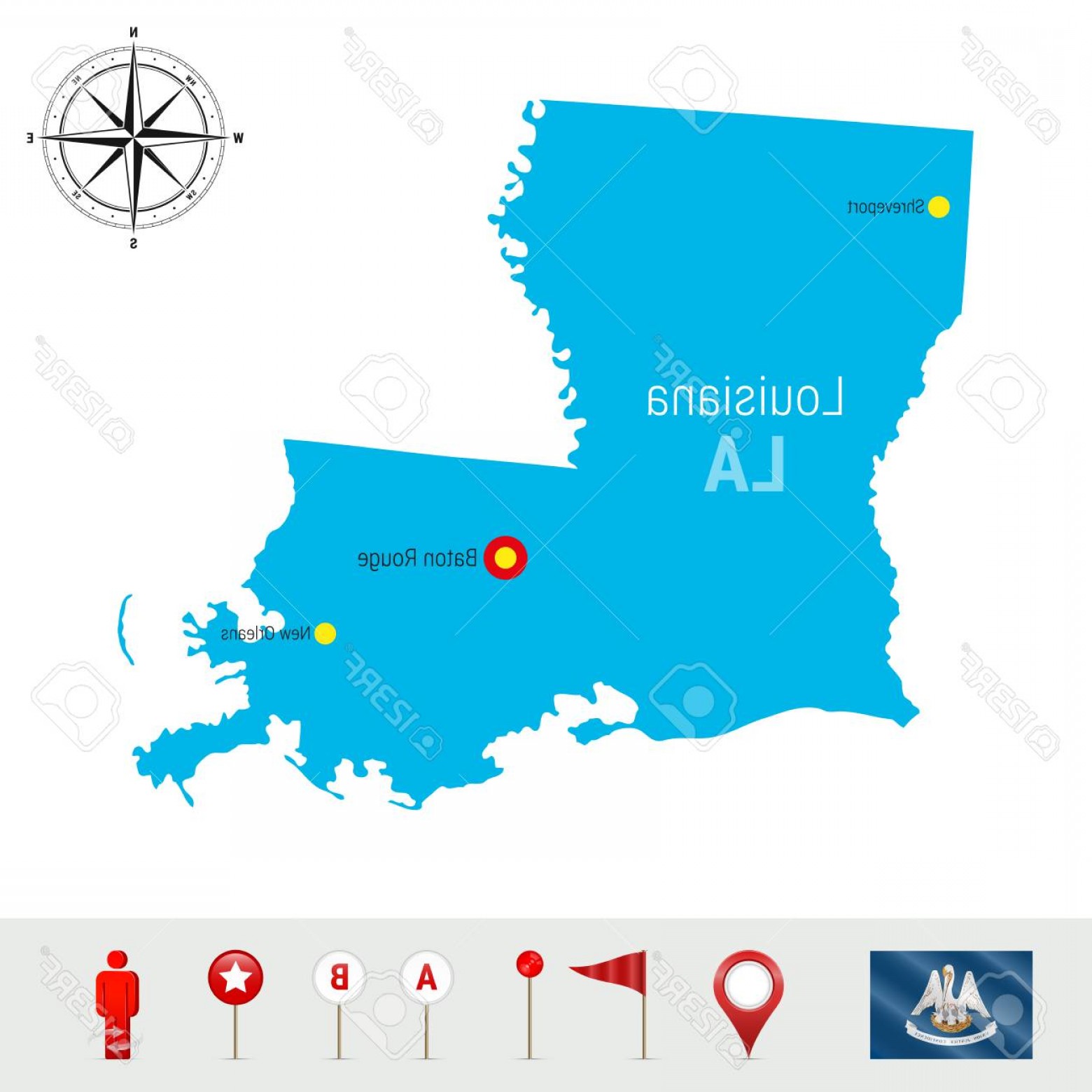 1560x1560 Photostock Vector Louisiana Vector Map Isolated On White