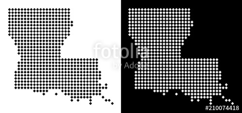 500x233 Vector Rhombic Dotted Louisiana State Map Abstract Geographical