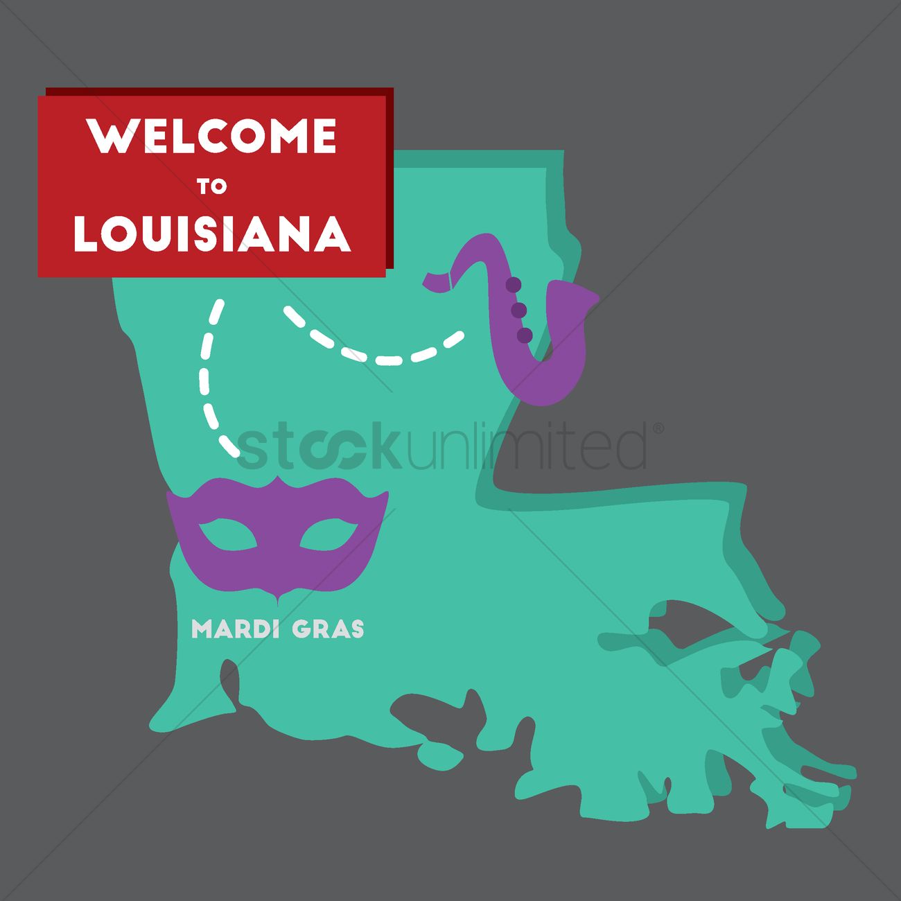 1300x1300 Welcome To Louisiana State Vector Image
