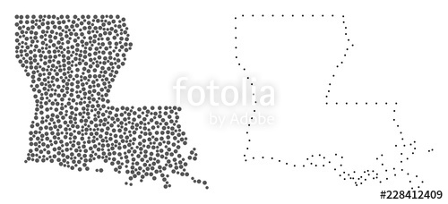 500x228 Dot And Contour Map Of Louisiana State Designed With Dots Vector