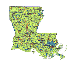 253x220 Editable Royalty Free Map Of Louisiana, La In Vector Graphic