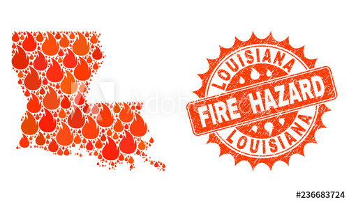 500x290 Fire Hazard Collage Of Map Of Louisiana State Burning And Textured