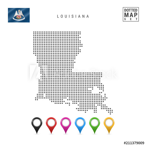 500x500 Dots Pattern Vector Map Of Louisiana Stylized Silhouette