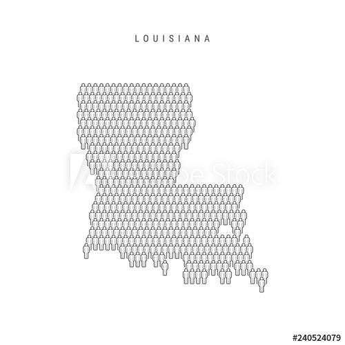 500x500 Vector People Map Of Louisiana, Us State Stylized Silhouette