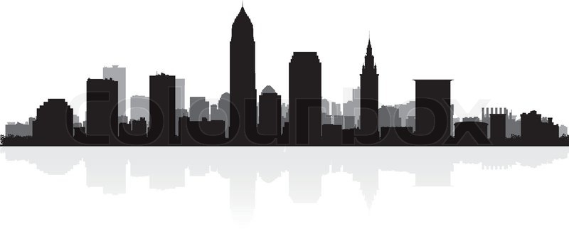 800x329 Cleveland Usa City Skyline Silhouette Stock Vector Colourbox