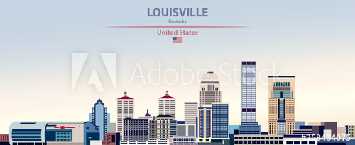500x205 Vector Illustration Of Louisville City Skyline On Colorful