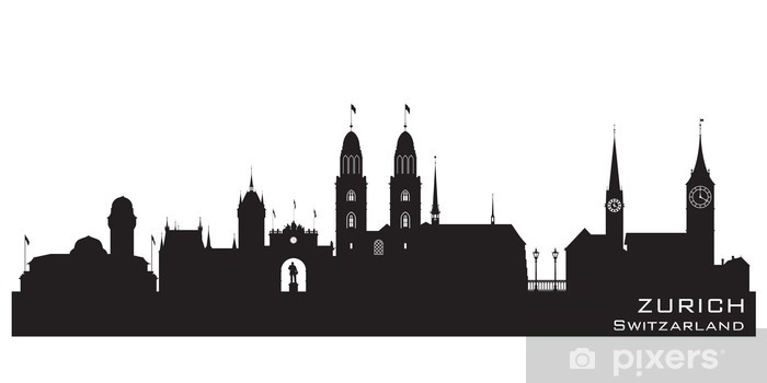 700x350 Zurich Switzerland City Skyline Vector Silhouette Wall Mural