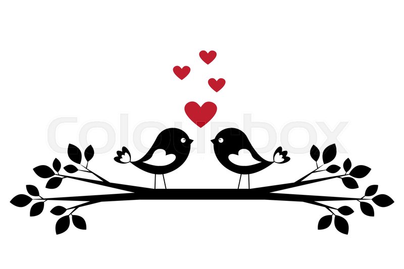 800x533 Silhouette Cute Birds In Love Stylish Stock Vector Colourbox