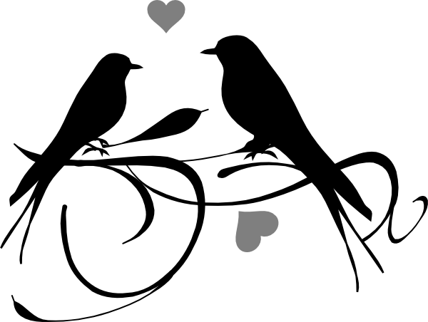 600x452 Love Birds Clip Art Black Love Birds Black Clip Art