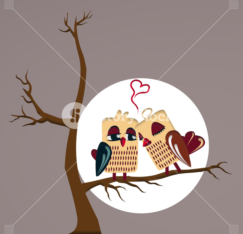 1000x963 Love Birds Vector Illustration Royalty Free Stock Image
