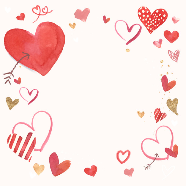 626x626 Valentine's Border Watercolor Illustration Vector Free Download