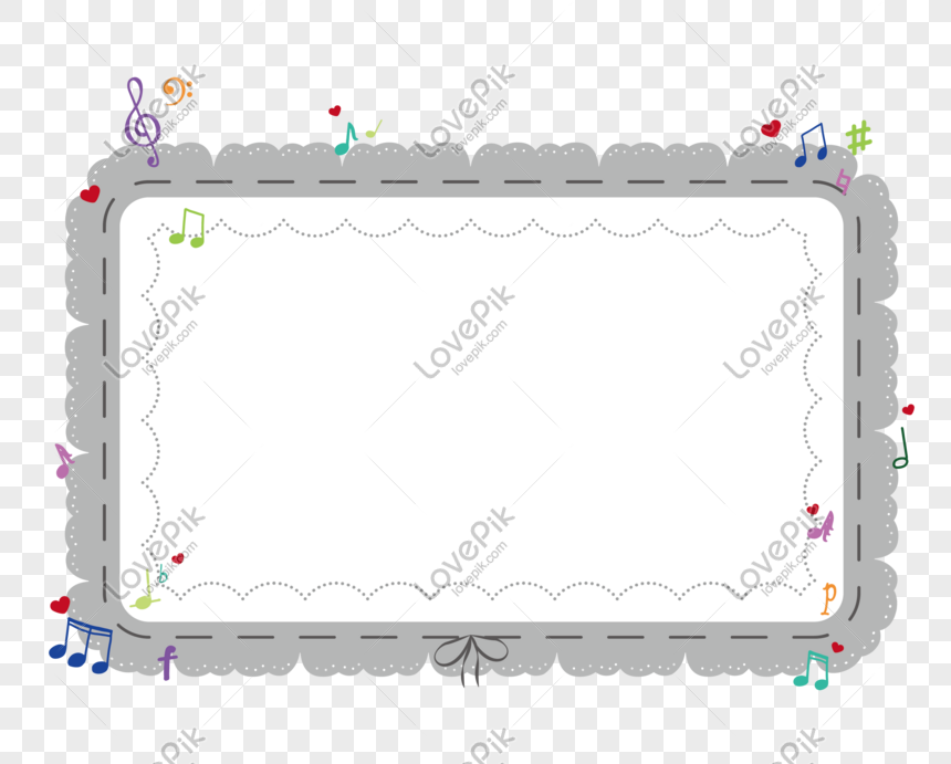 860x691 Valentine's Day Cute Black Lace Color Notes Love Border Vector M