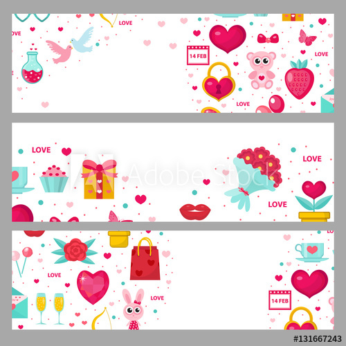 500x500 Valentines Day Banner Set Template With Space For Text Love