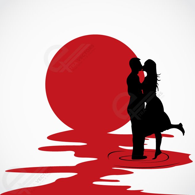 633x633 Free Love Couple Kissing Each Other Vector Silhouettes