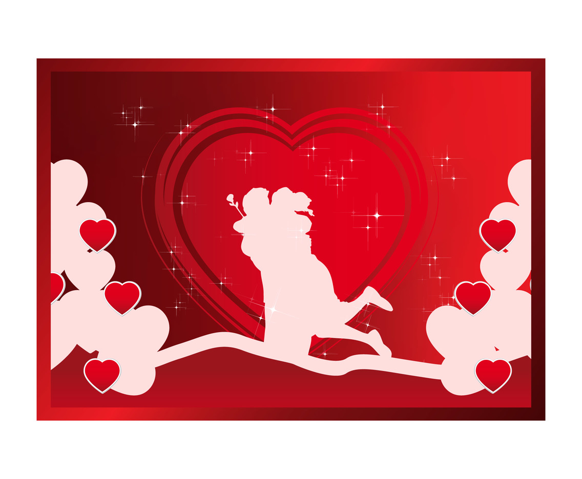 1136x936 Heart Background With Young Couple Vector Vector Art Graphics