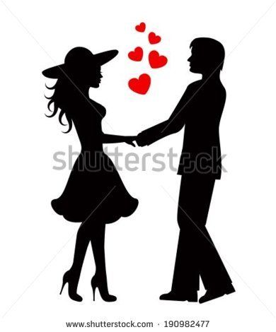 390x470 Silhouettes Of Loving Couple Black Against White Background