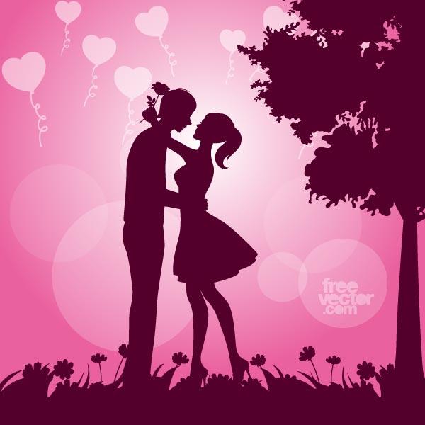 600x600 Couple In Love Silhouette Vector Image Free Vectors Ui Download