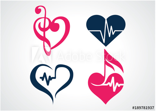 500x357 Music Beat Love Logo Template Design Vector, Emblem, Design