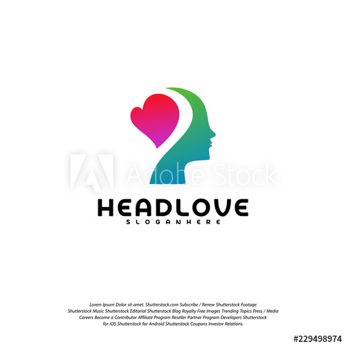 500x500 Head Love Logo Vector, Head Intelligence Logo Designs Concept