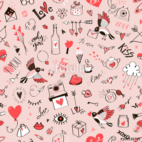 Seamless Doodle Love Pattern Stock Image And Royalty Free Vector 500x500 Seamless Doodle Love Pattern Stock Image And Royalty Free Vector