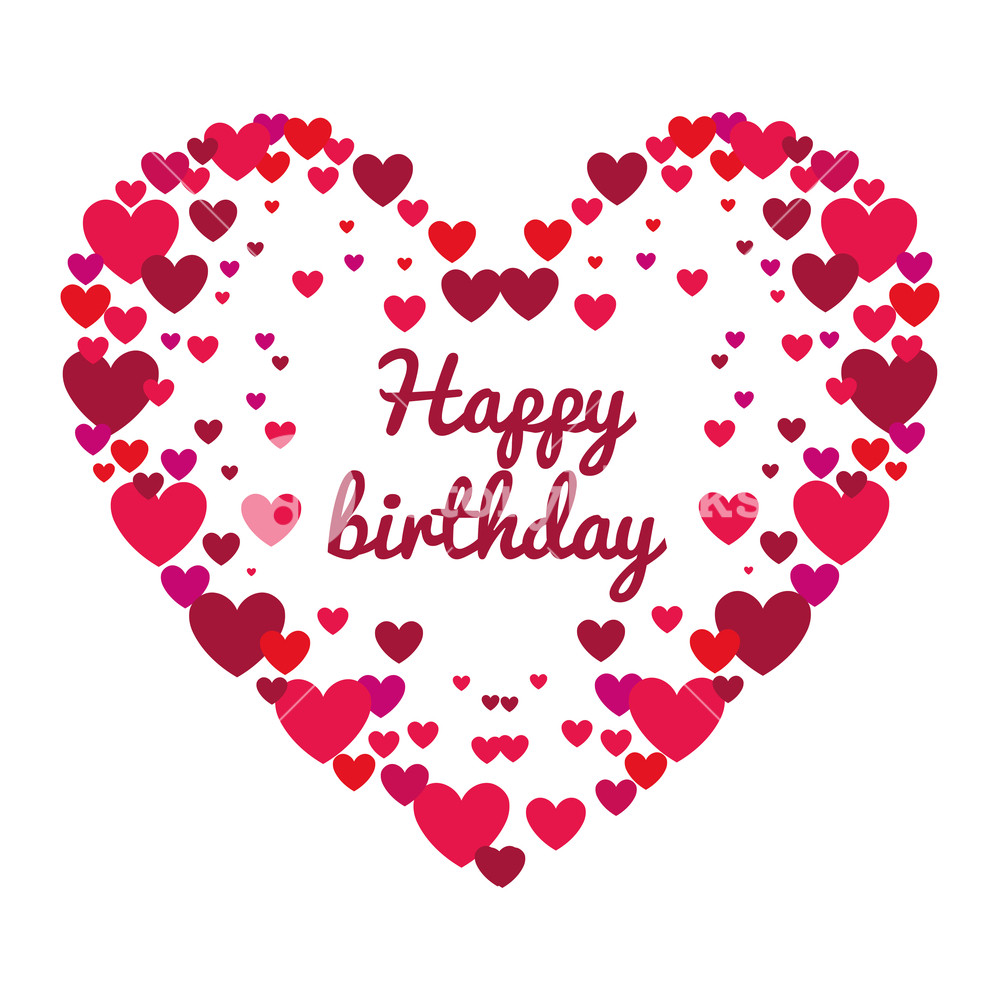 1000x1000 Happy Birthday Card With Heart Love Vector Illustration Design