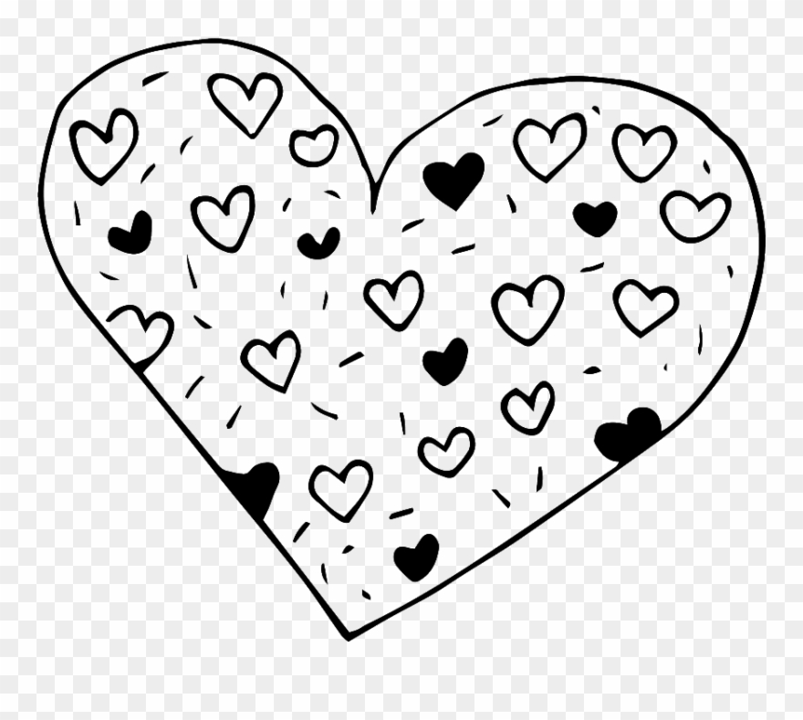 880x789 Black And White Hand Drawn Heart Shaped Love Vector