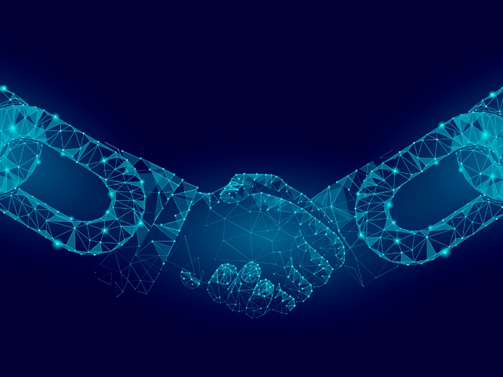 Blockchain Technology Agreement Handshake Business Concept Low 1024x768 Blockchain Technology Agreement Handshake Business Concept Low
