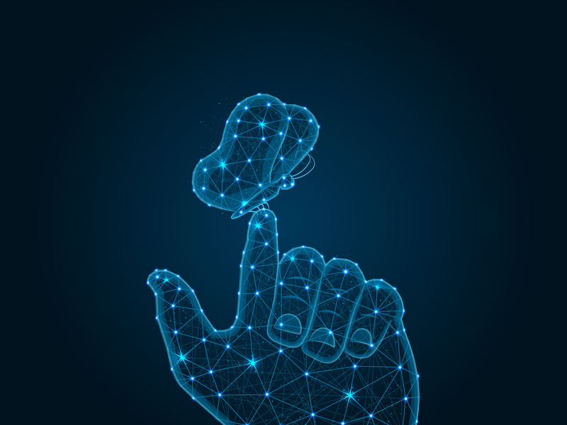 Butterfly On Mans Finger Low Poly Vector Illustration 800x600 Butterfly On Mans Finger Low Poly Vector Illustration