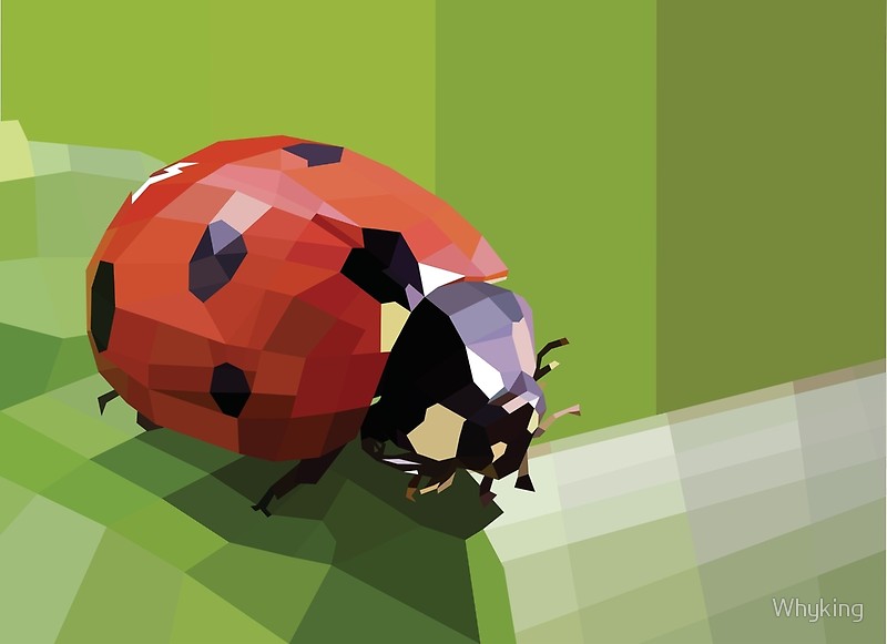 800x581 Ladybug On A Leaf Low Poly Vector Art Print
