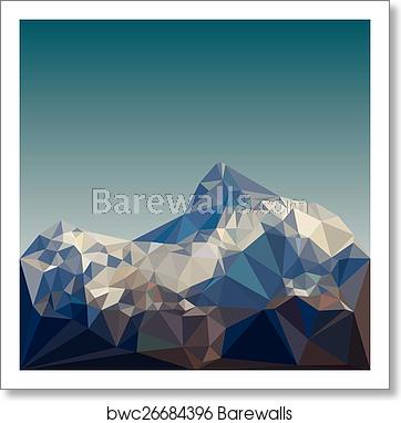 362x382 Mountain Low Poly Vector, Art Print Barewalls Posters Prints