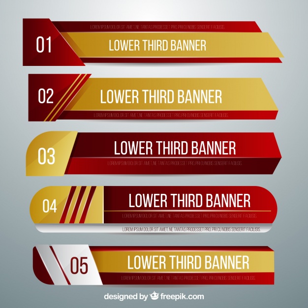 626x626 Pack Of Golden And Red Lower Thirds Vector Free Download