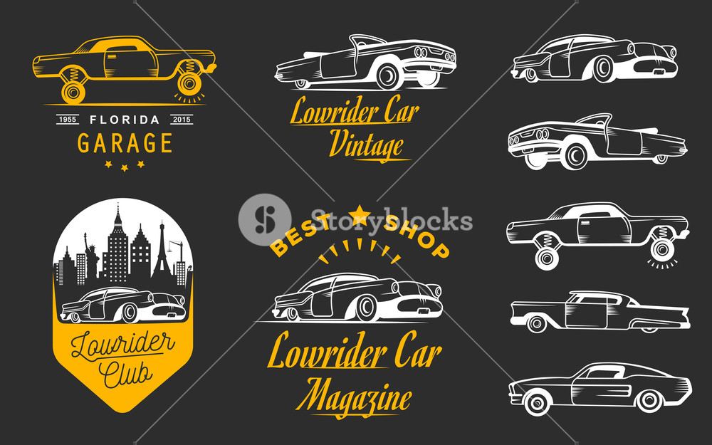 1000x625 Set Vintage Lowrider Logo, Badge, Sign, Emblems, Sticers