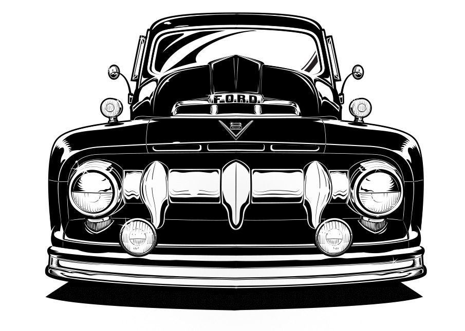 905x646 Custom Ford Truck Illustration Vector! Illustration Classic