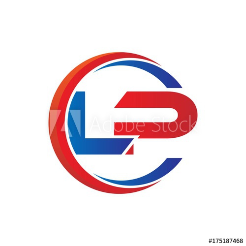 500x500 Lp Logo Vector Modern Initial Swoosh Circle Blue And Red