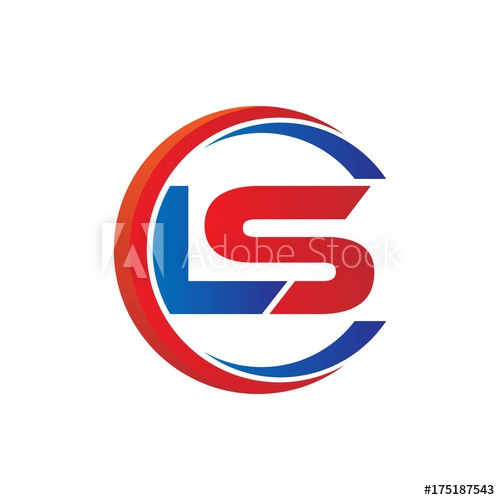 500x500 Ls Logo Vector Modern Initial Swoosh Circle Blue And Red