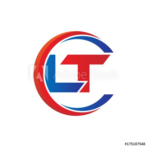 500x500 Lt Logo Vector Modern Initial Swoosh Circle Blue And Red