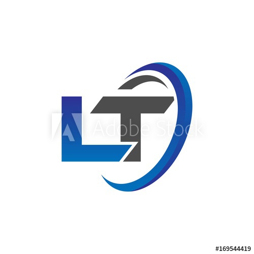 500x500 Vector Initial Logo Letters Lt With Circle Swoosh Blue Gray